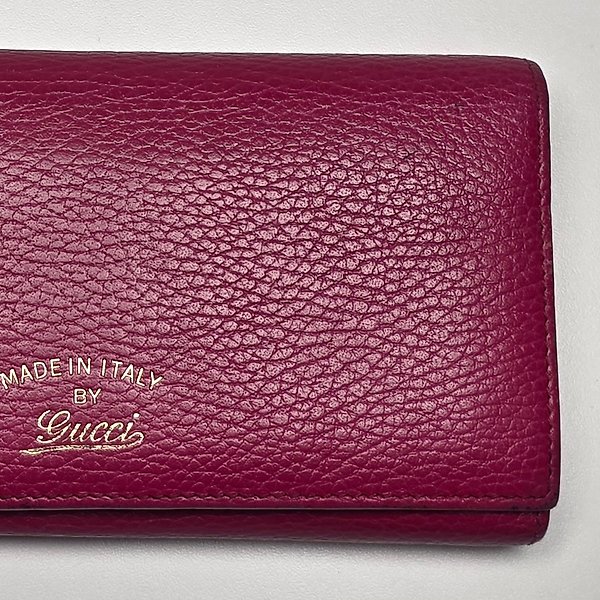 Gucci Pink Leather Long Bifold Wallet