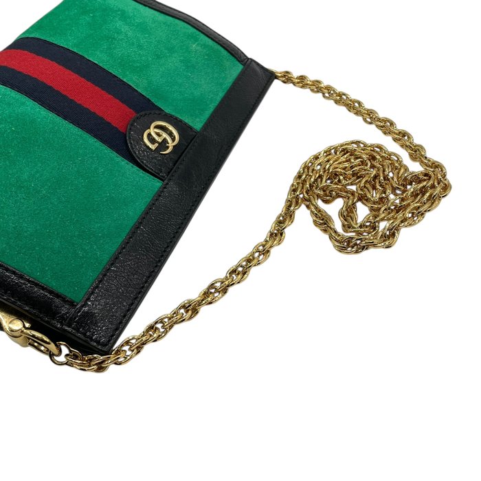 Pochette/Sac bandoulière Gucci toile rayée verte