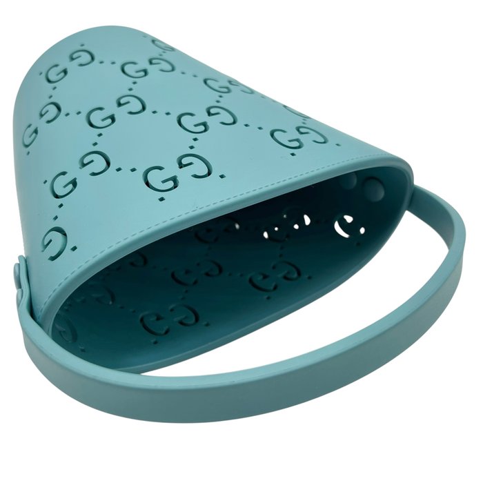 Gucci Turquoise GG Embossed Rubber/ Silicone Bucket Bag