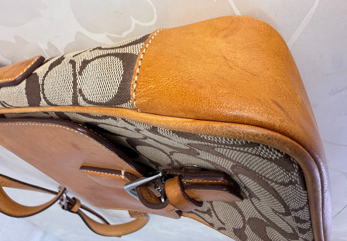 Coach Signature Canvas Crossbody Bag with Leather Flap & Buckle