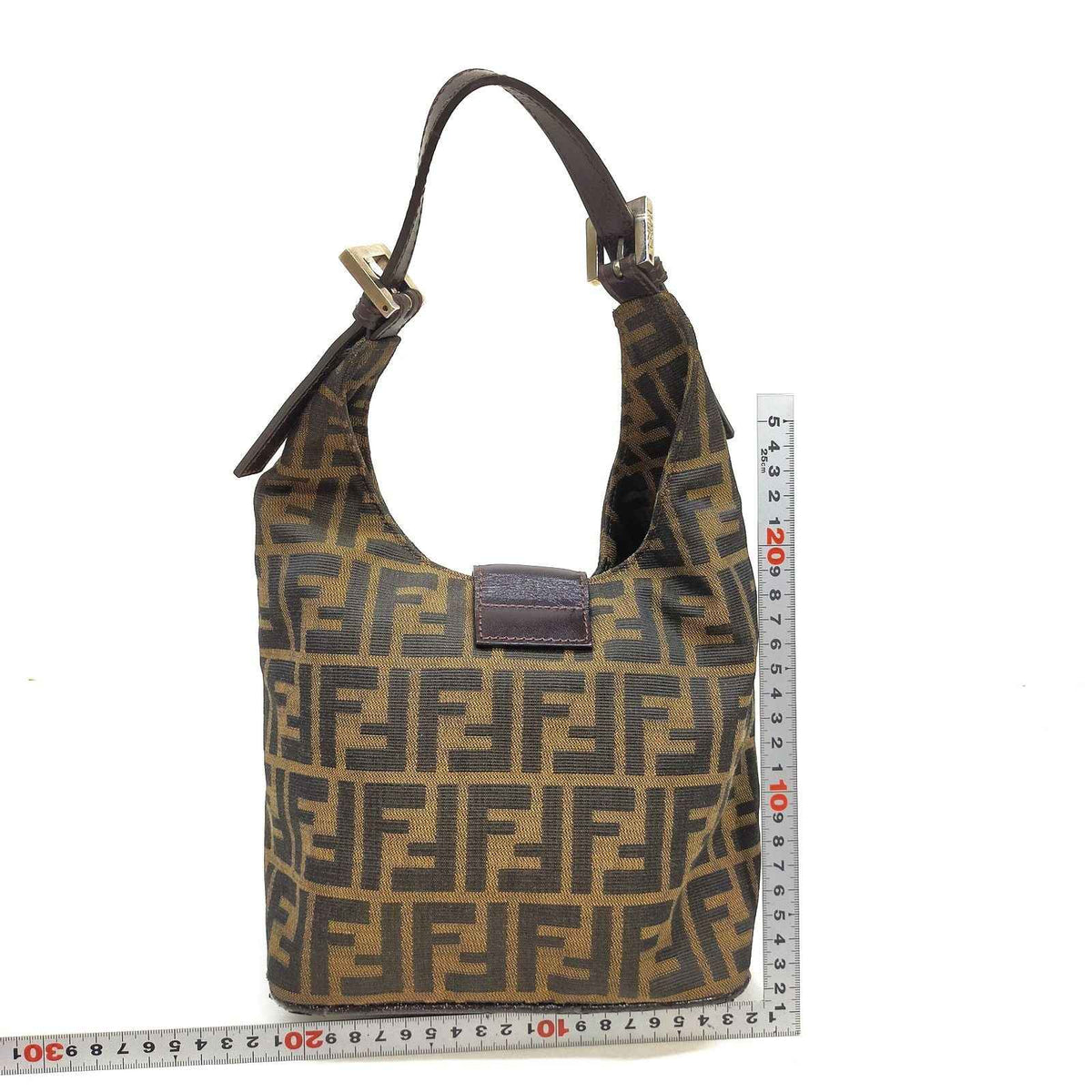 Fendi Hand Bag Brown Nylon FF Monogram Shoulder Bag