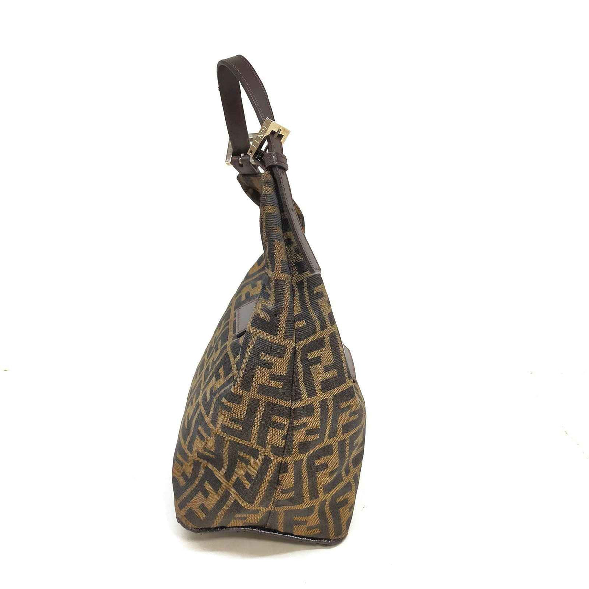 Fendi Hand Bag Brown Nylon FF Monogram Shoulder Bag