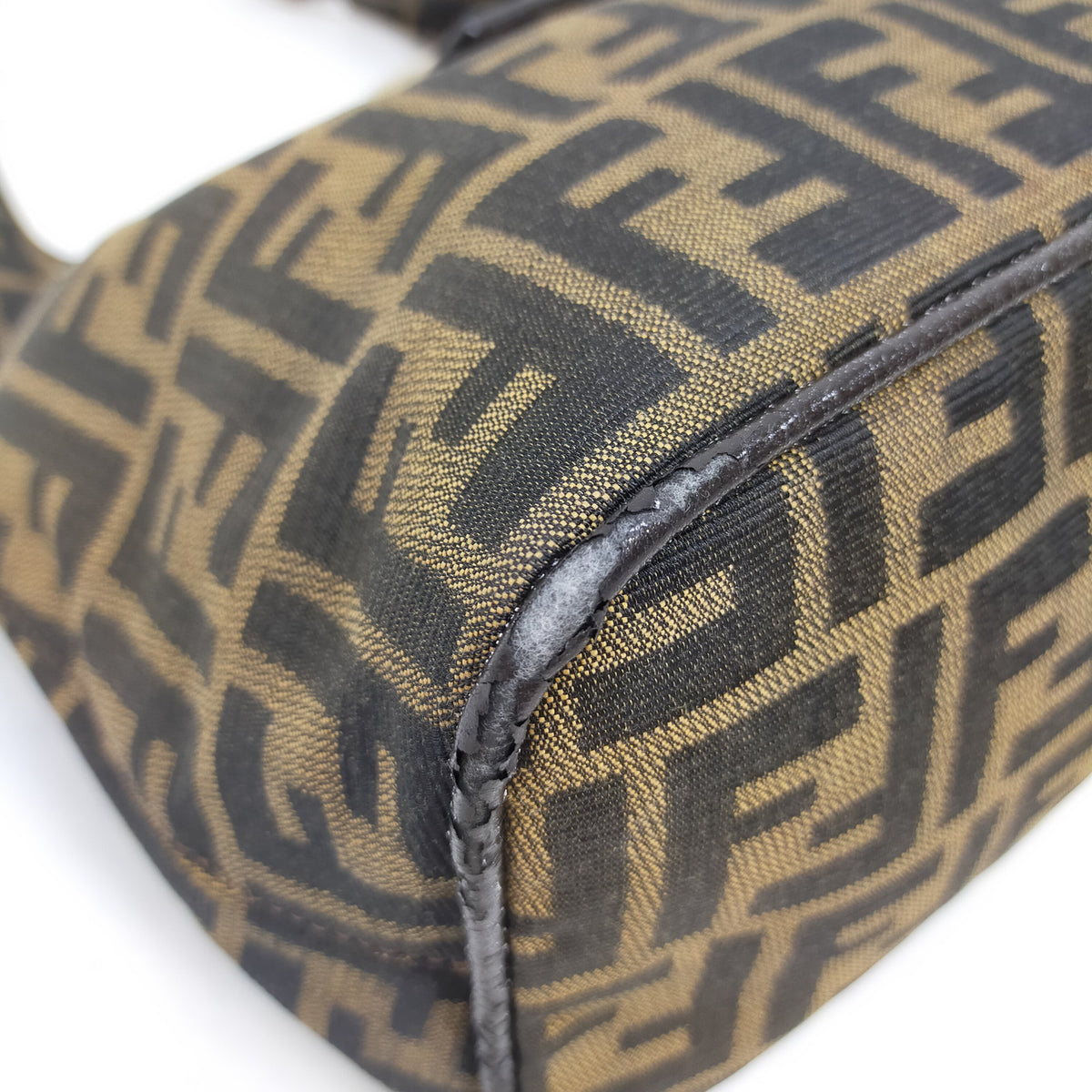 Fendi Hand Bag Brown Nylon FF Monogram Shoulder Bag