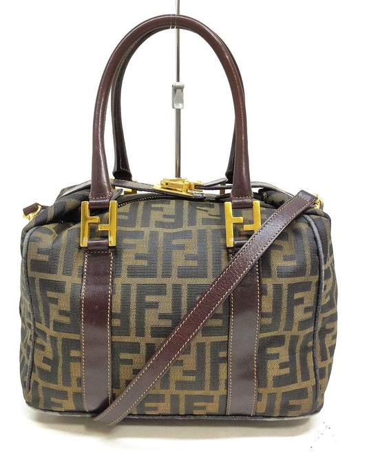 Fendi Hand Bag Brown Canvas