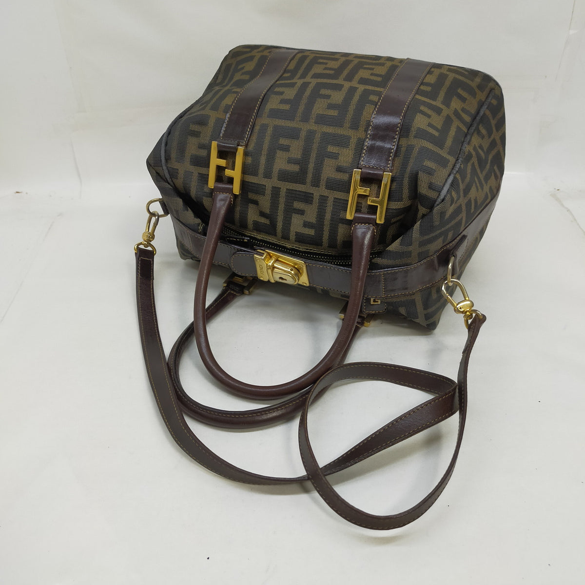 Fendi Hand Bag Brown Canvas