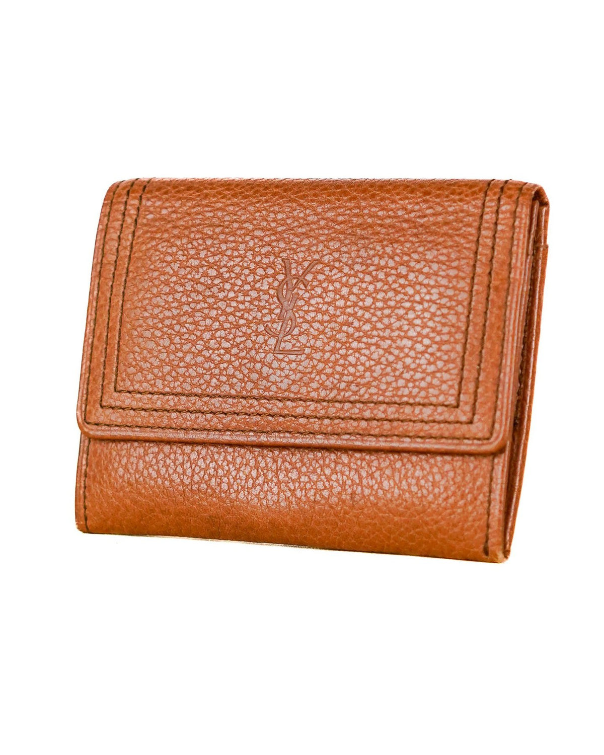Yves Saint Laurent Brown Leather Wallet and Card Holder