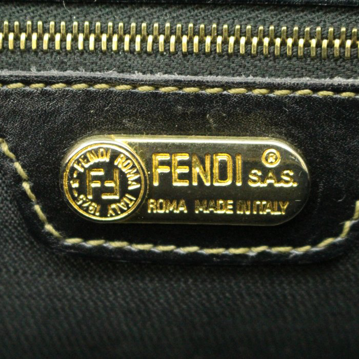 Fendi Pecan Vintage Handbag –black/brown Pequin stripe pattern