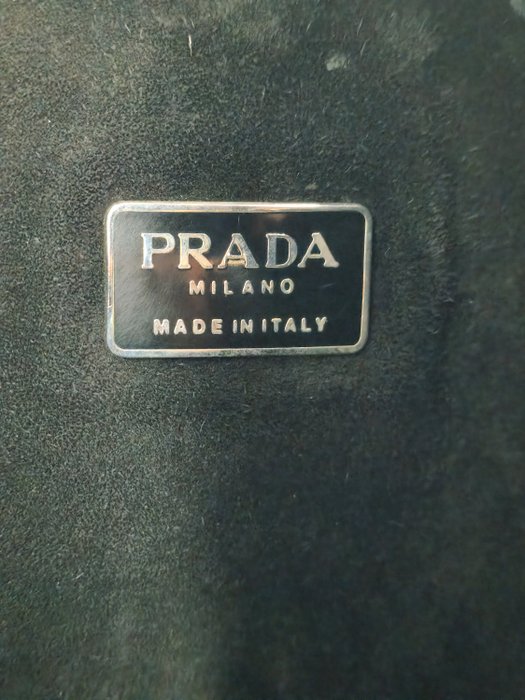 Prada Black Leather Floral Appliqué Drawstring Bag