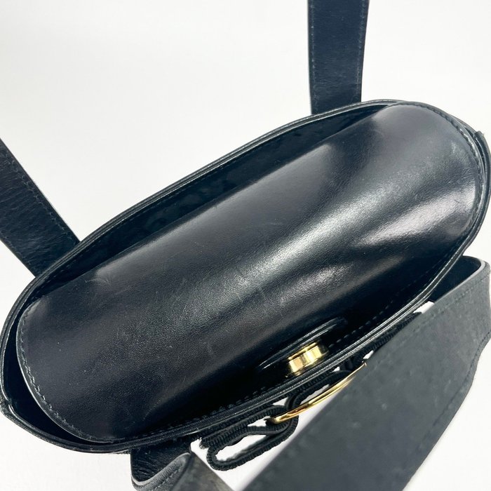 Salvatore Ferragamo Black Leather Vara Ribbon Handbag