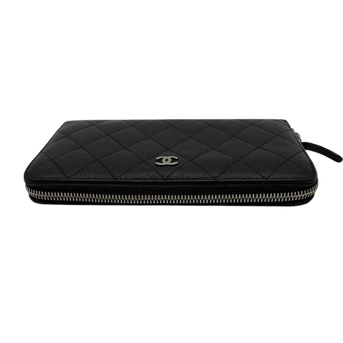 Chanel Black Matelassé Quilted Leather Zip-Around Long Wallet400