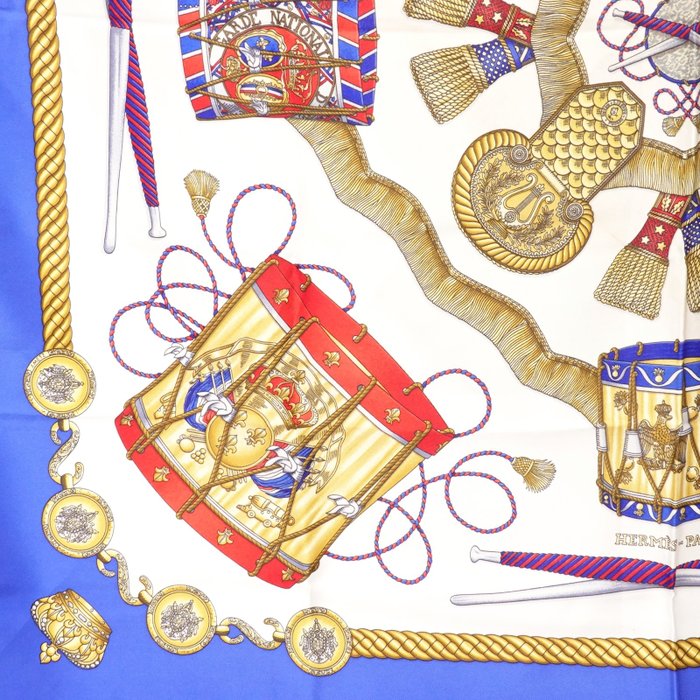 Hermès Les Tambours Carré 90 Silk Scarf by Joachim Metz