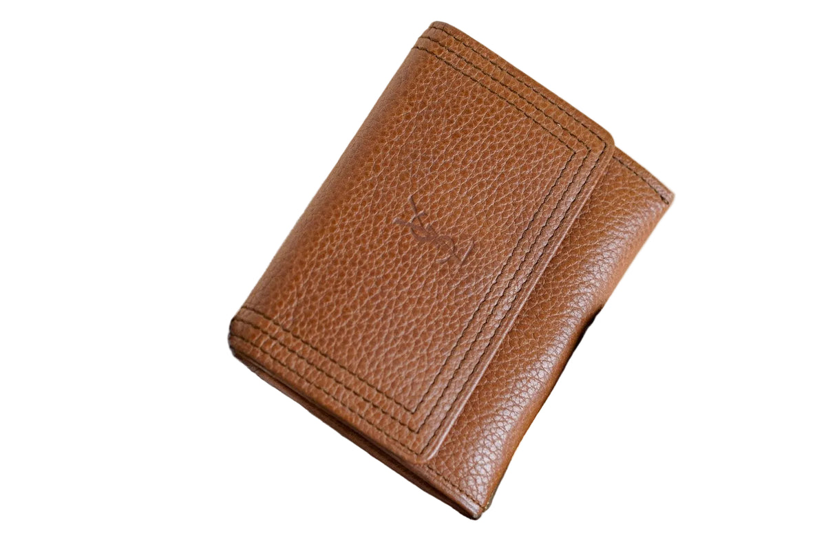 Yves Saint Laurent Brown Leather Wallet and Card Holder