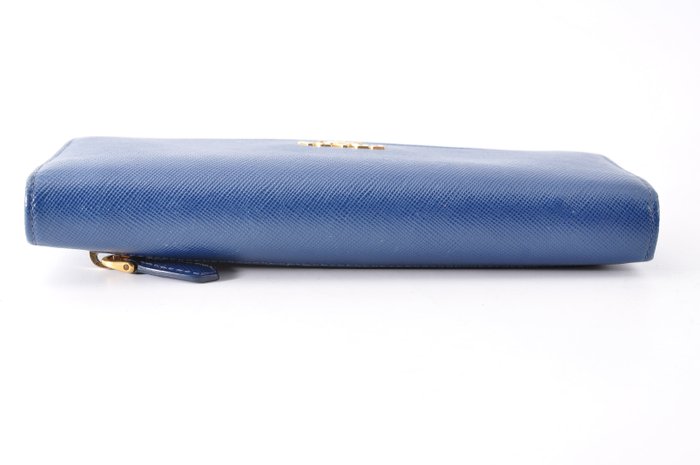 Prada Leather Long Wallet Blue Saffiano leather