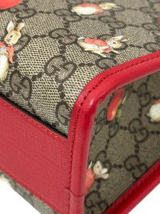 Gucci Peter Rabbit Apple Tote Bag in Beige and Red