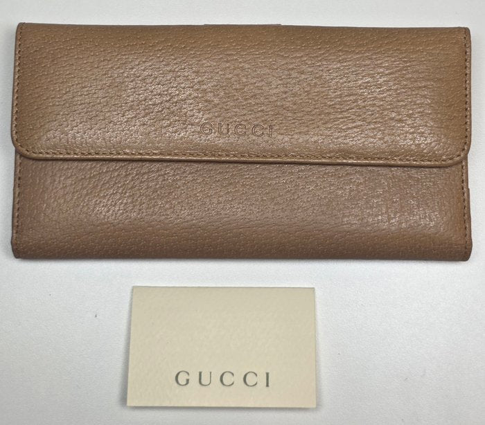 Gucci Brown Leather Long Bifold Wallet