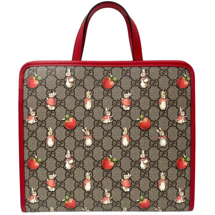Gucci Peter Rabbit Apple Tote Bag in Beige and Red