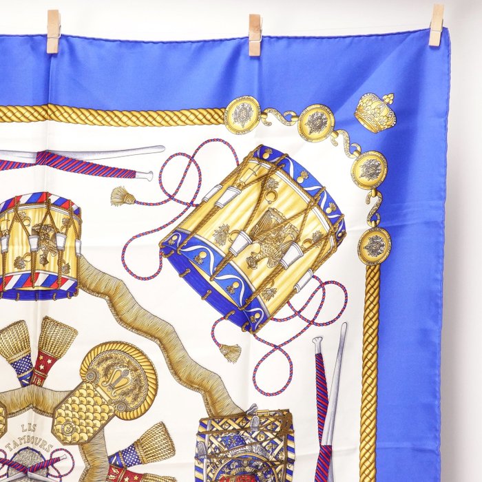 Hermès Les Tambours Carré 90 Silk Scarf by Joachim Metz