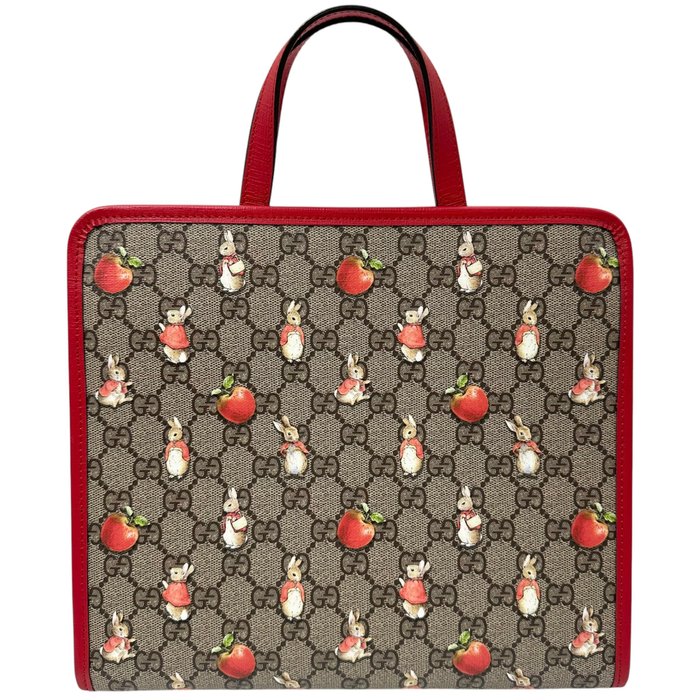 Gucci Peter Rabbit Apple Tote Bag in Beige and Red