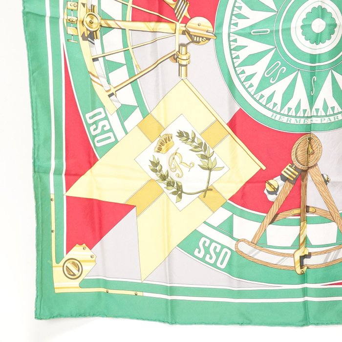 Hermès Carré 90 Silk Scarf Sextants Nautical Compass