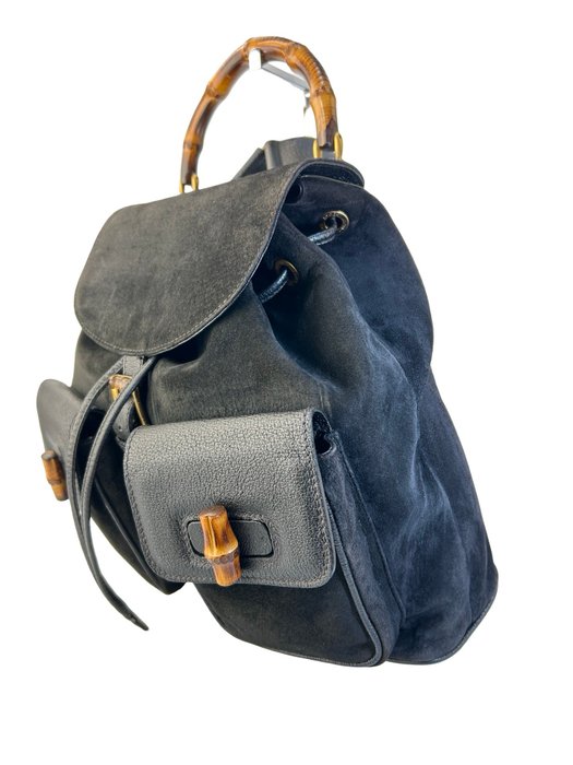 Gucci Bamboo Handle Black Backpack