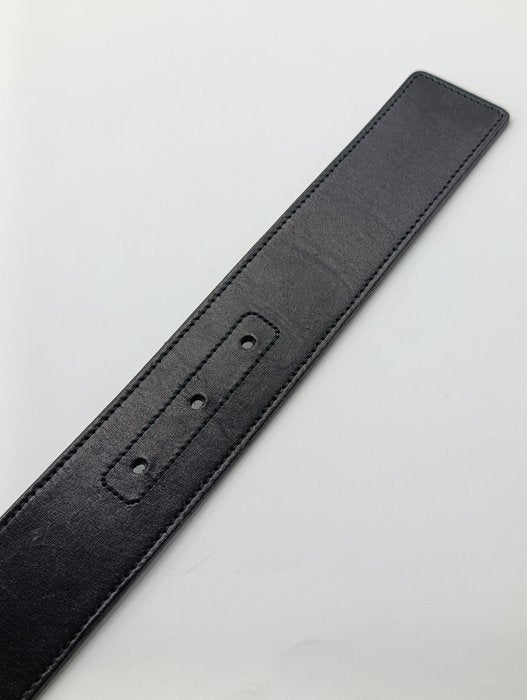 Gucci Black Leather Interlocking GG Buckle Belt