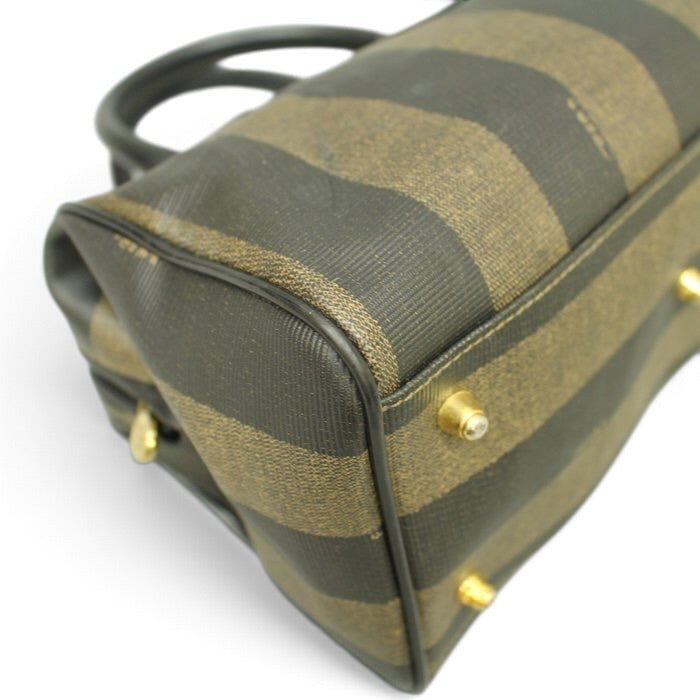 Fendi Pecan Vintage Handbag –black/brown Pequin stripe pattern