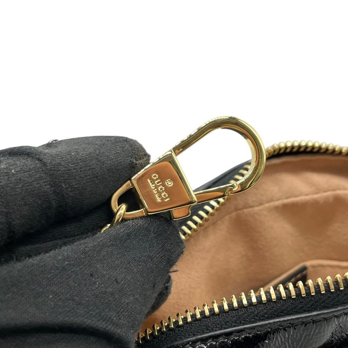 Gucci Ophidia Mini Shoulder Bag – Red Suede, Black Patent Leather &amp; Gold-Tone Hardware