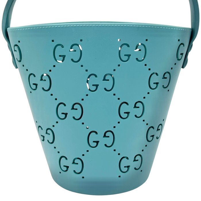 Gucci Turquoise GG Embossed Rubber/ Silicone Bucket Bag