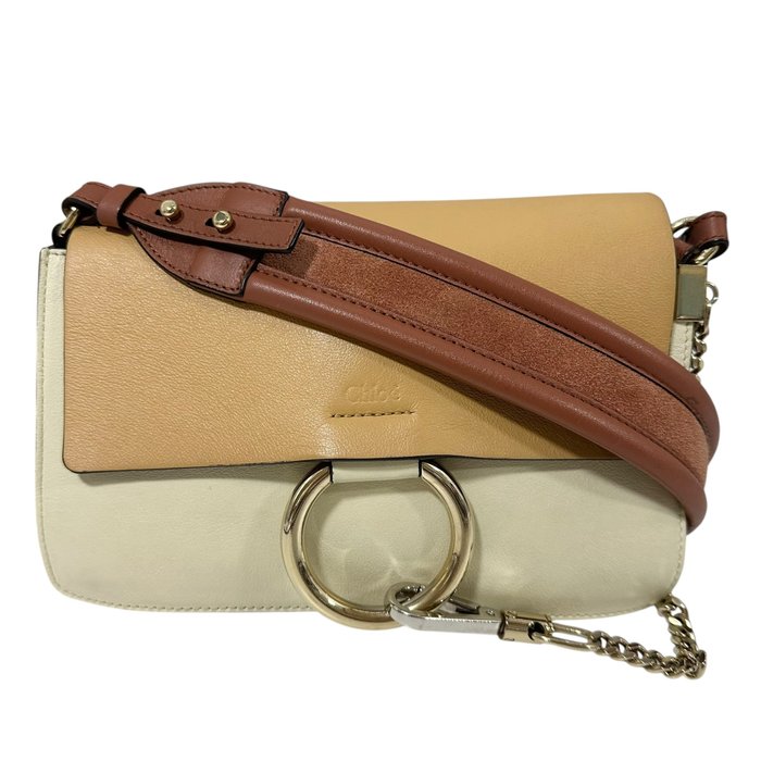Chloé Faye Shoulder Bag – Beige Leather and Gold-Tone Hardware