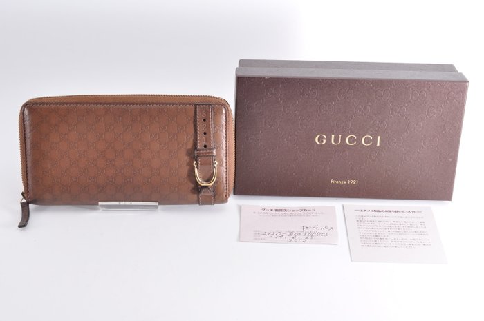 Gucci Brown Leather Zip Around Wallet Zippy Long Wallet