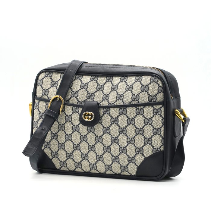 Gucci Vintage GG Supreme Shoulder Bag – Navy and Grey