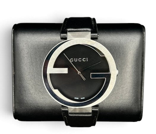Gucci Interlocking G Men’s Watch , Black Leather Strap
