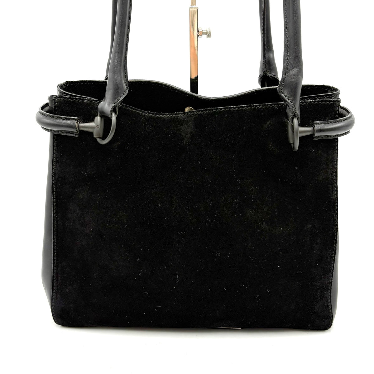 Gucci Tom Ford Era Horsebit Suede Shoulder Bag in Black