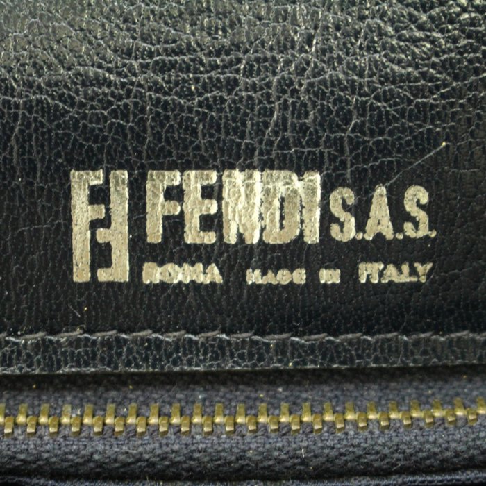 Fendi Vintage Woven Leather Shoulder Bag – Black & Deep Blue