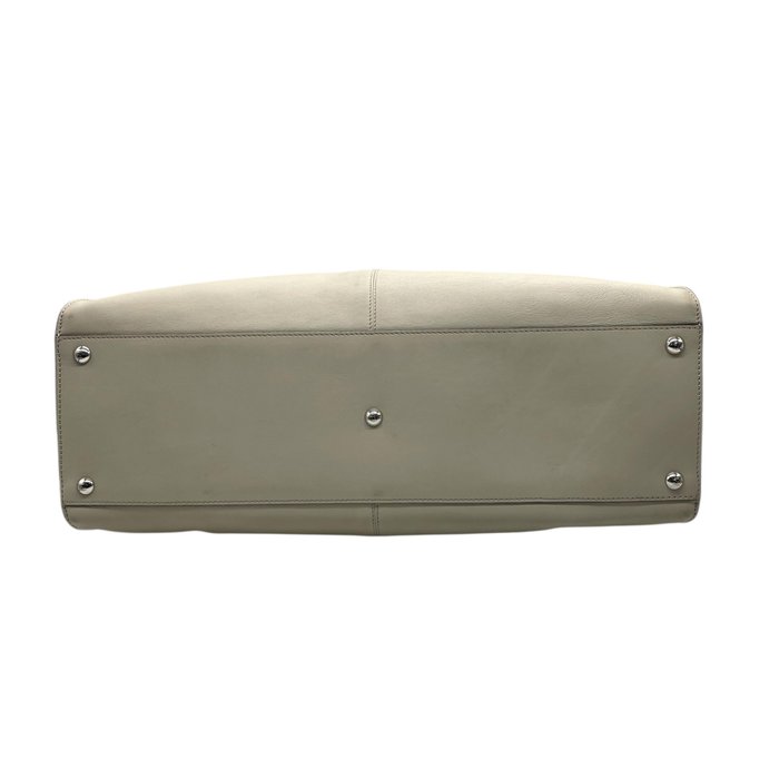 Fendi Beige Leather Turn-Lock Tote Bag