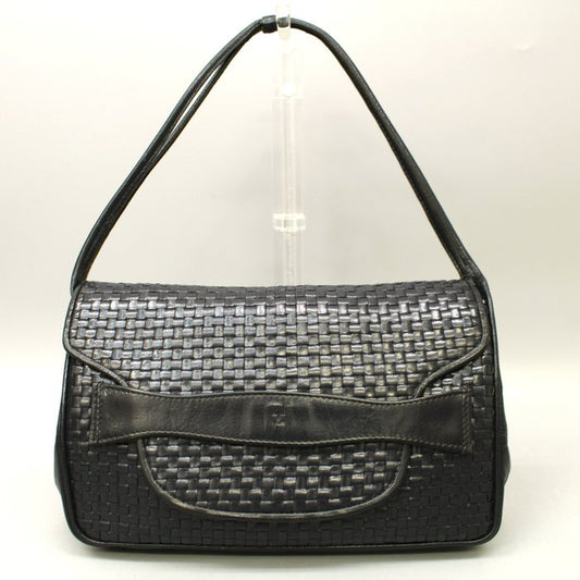 Fendi Vintage Woven Leather Shoulder Bag – Black & Deep Blue