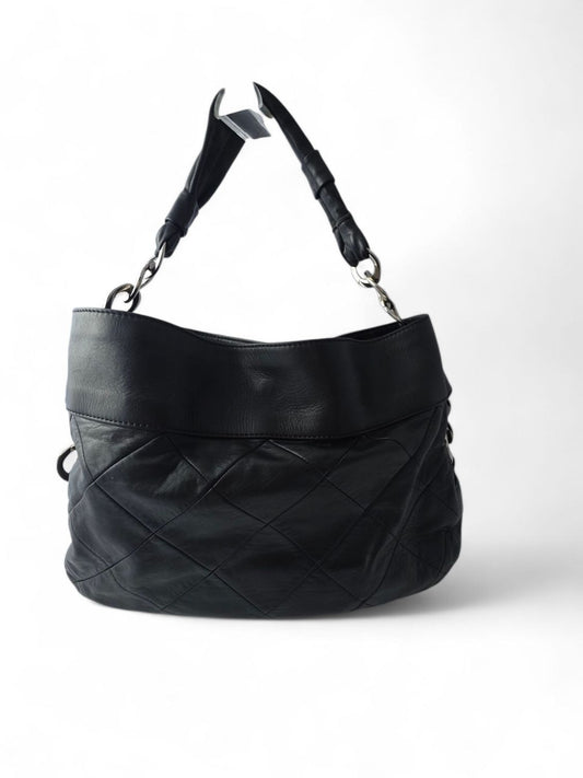 Chanel Black Lambskin Leather Matelassé Quilted Shoulder Tote Bag