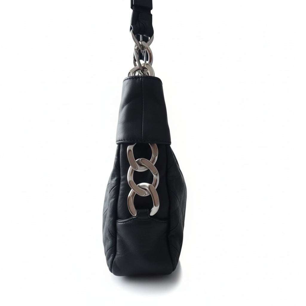 Chanel Black Lambskin Leather Matelassé Quilted Shoulder Tote Bag