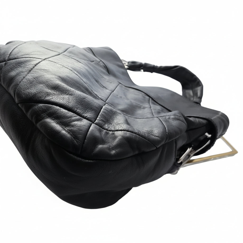 Chanel Black Lambskin Leather Matelassé Quilted Shoulder Tote Bag