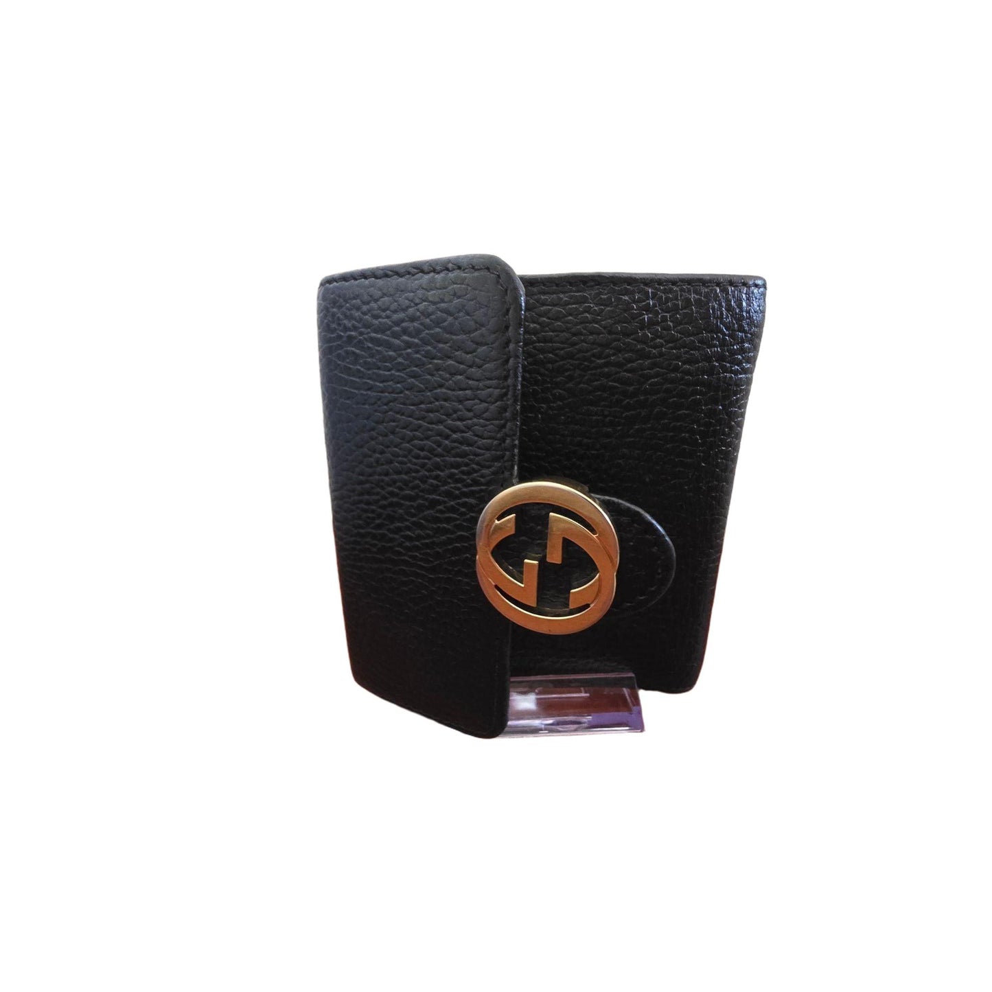 Portefeuille en cuir noir Gucci à deux volets