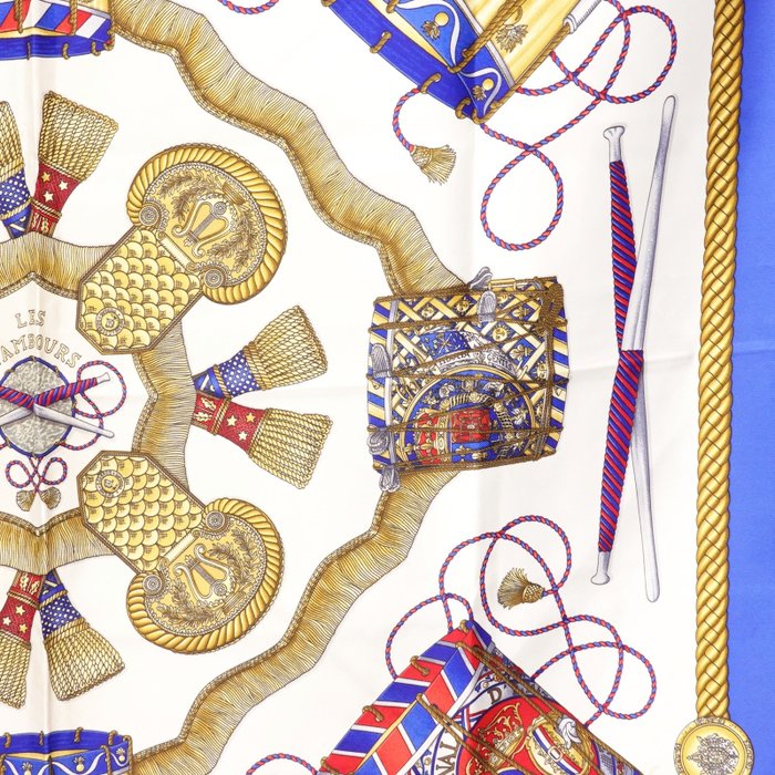 Hermès Les Tambours Carré 90 Silk Scarf by Joachim Metz