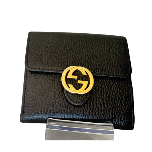 Portefeuille en cuir noir Gucci à deux volets