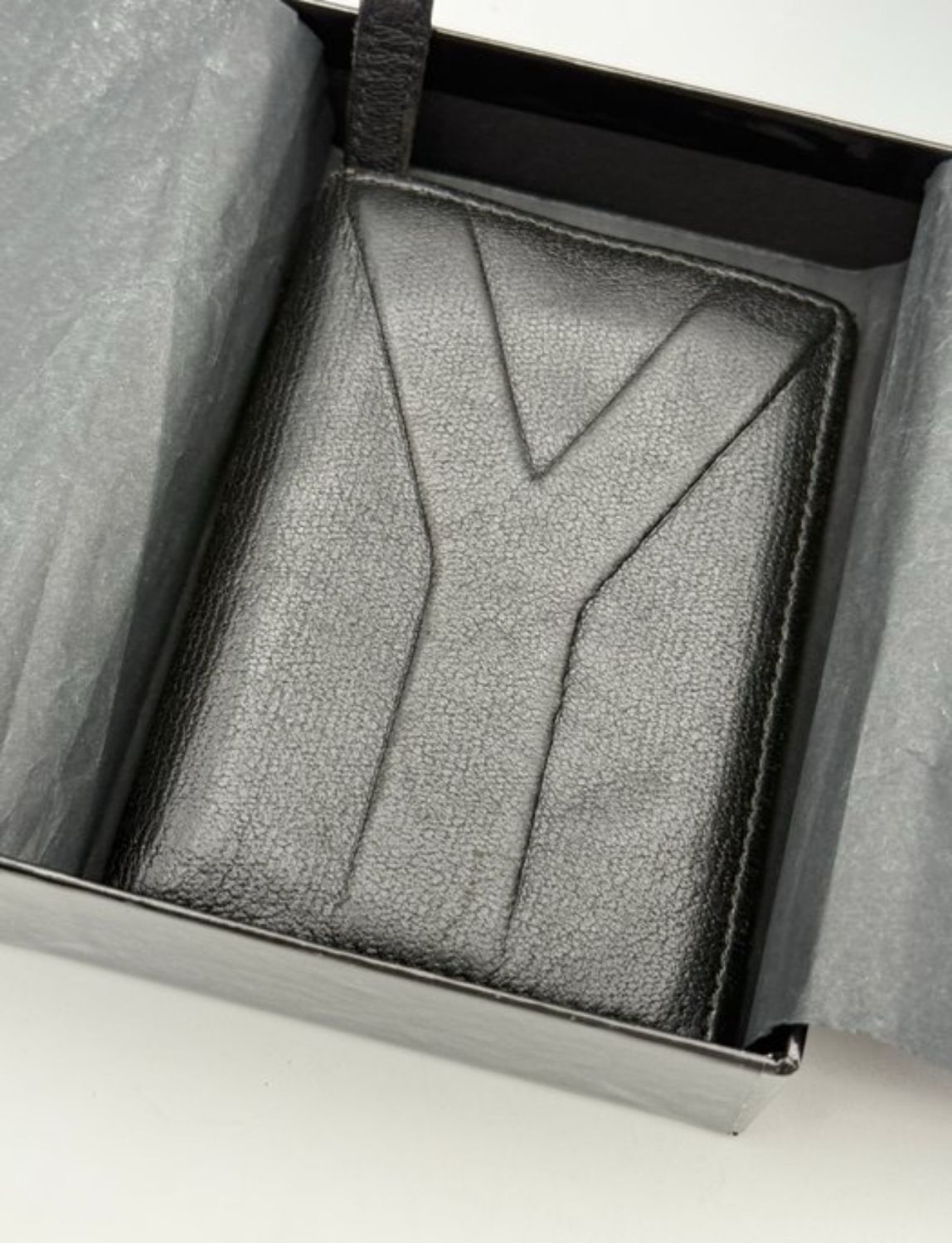 Authentic Yves Saint Laurent Black Leather Designer Card Purse Wallet