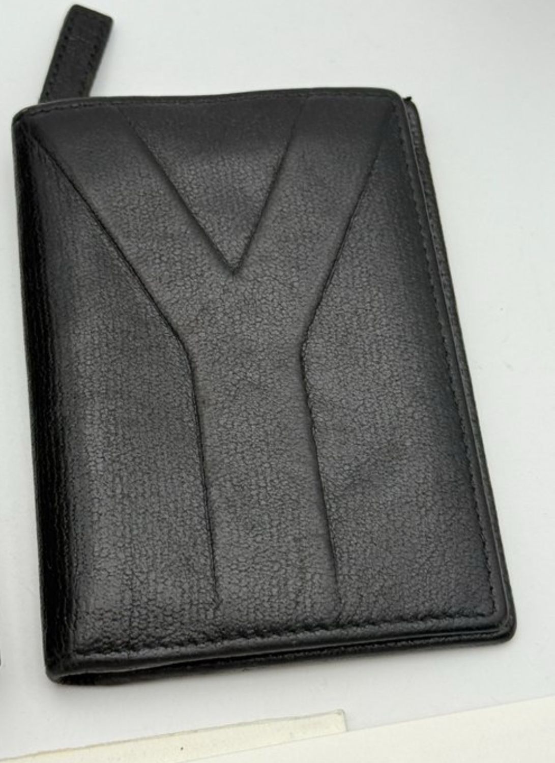 Authentic Yves Saint Laurent Black Leather Designer Card Purse Wallet