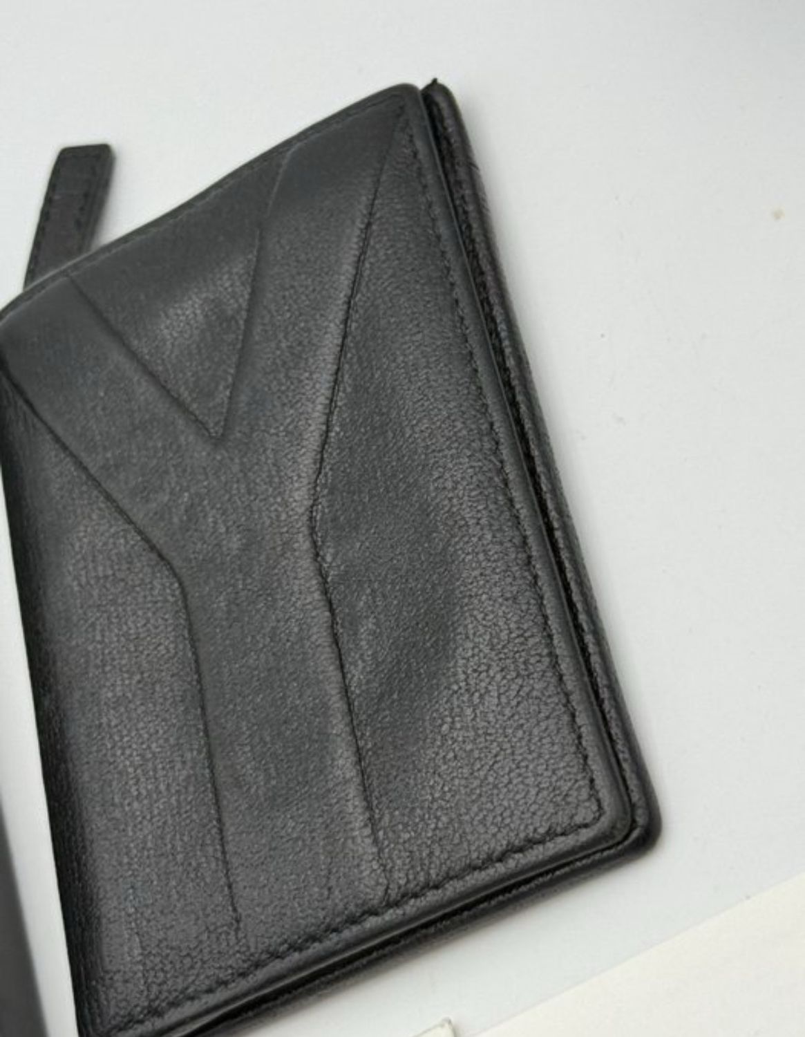Authentic Yves Saint Laurent Black Leather Designer Card Purse Wallet