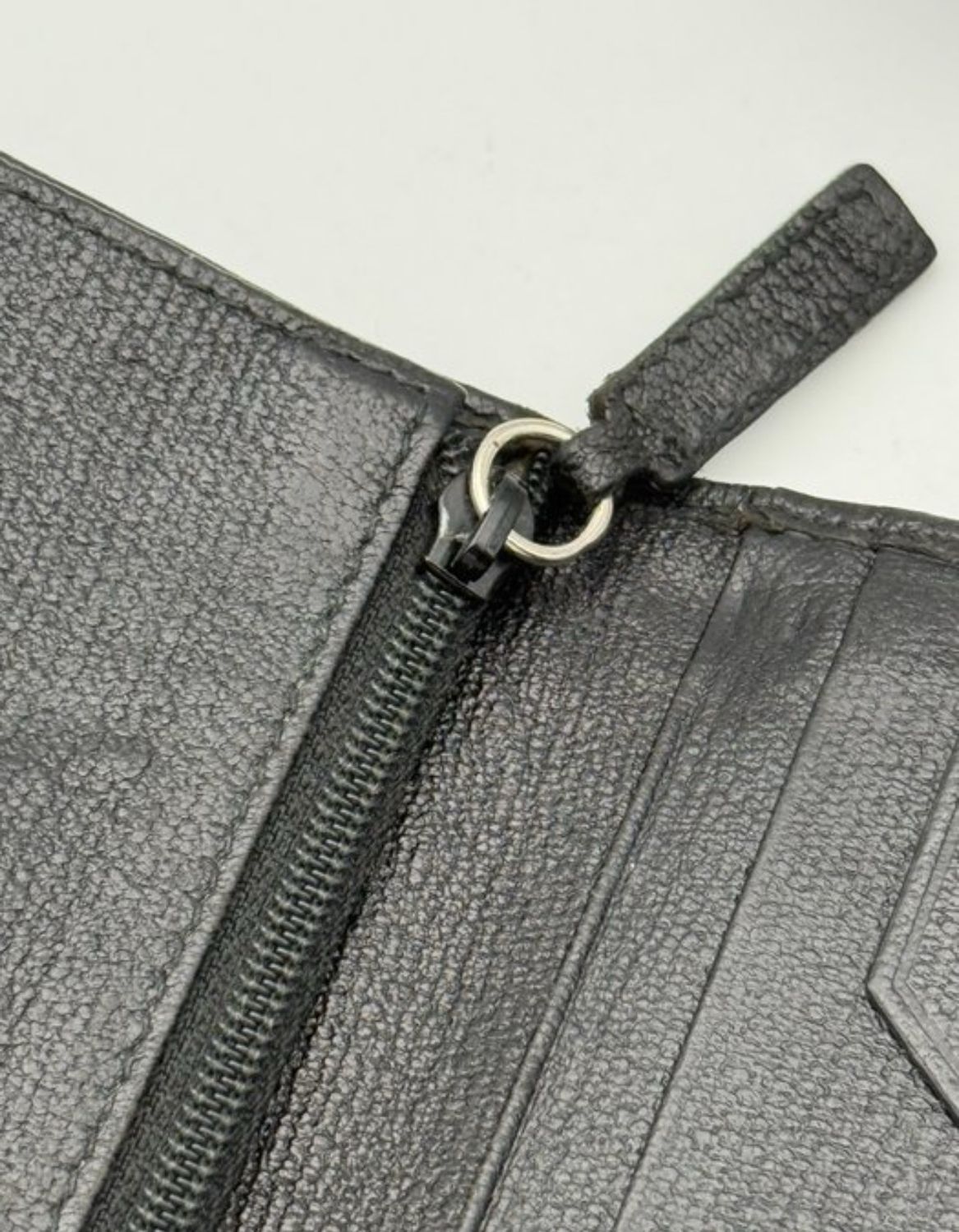 Authentic Yves Saint Laurent Black Leather Designer Card Purse Wallet