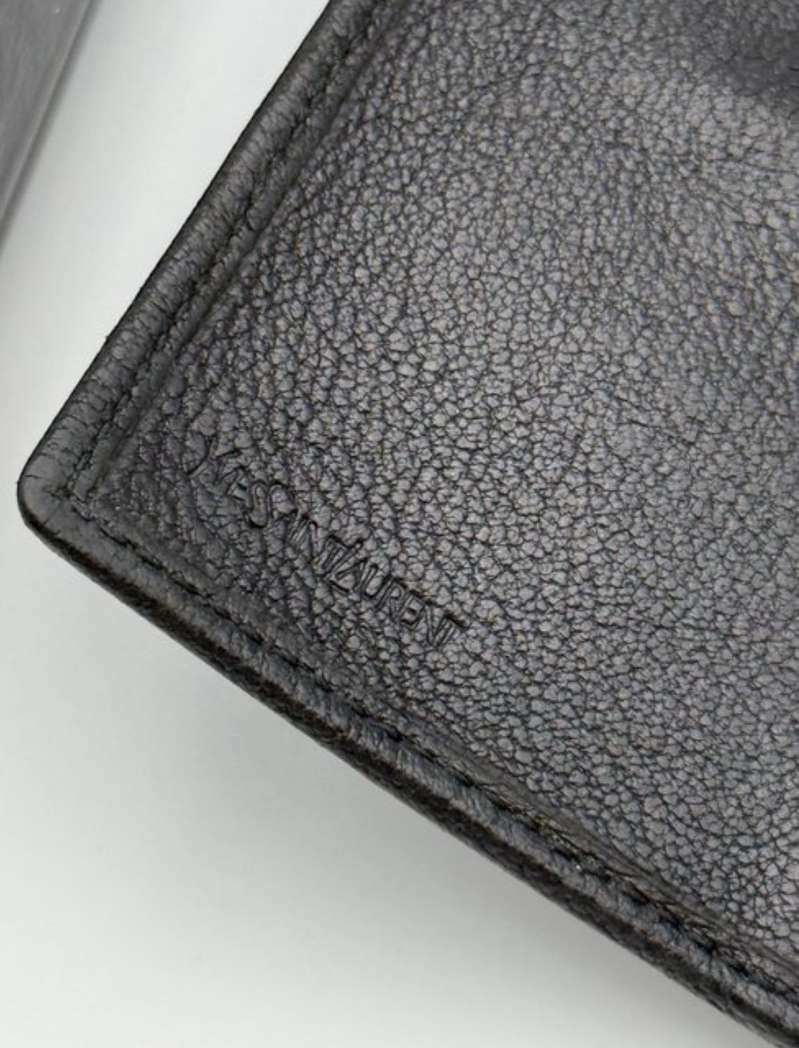 Authentic Yves Saint Laurent Black Leather Designer Card Purse Wallet