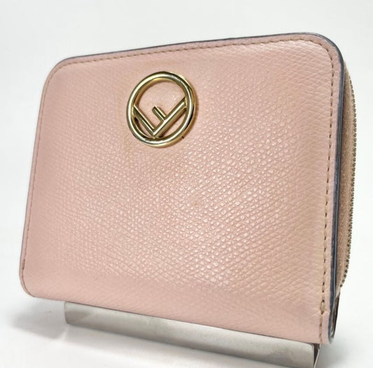 Fendi Logo Bifold Leather Wallet in Pink Poured Blush - VeeLuxeCollectives