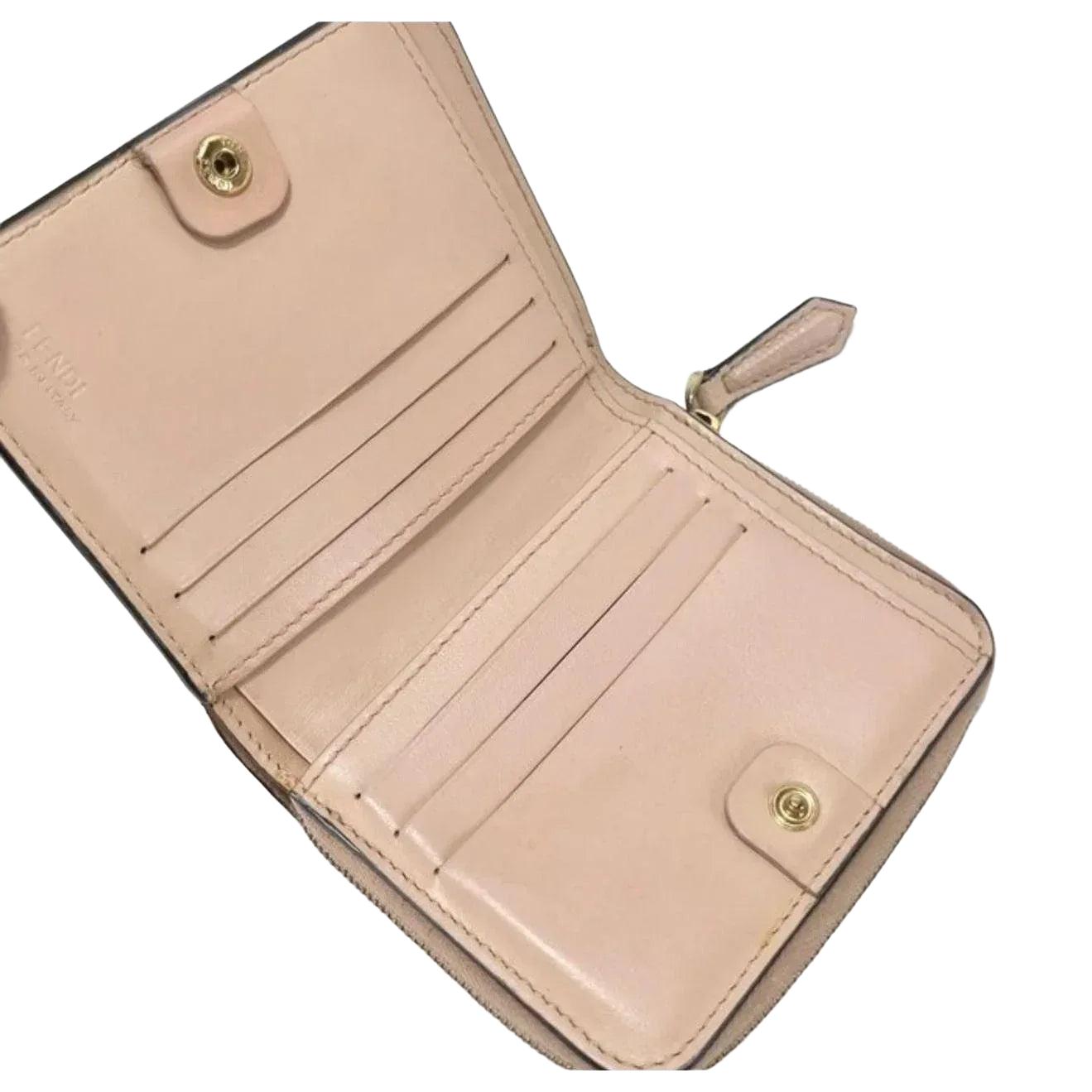 Fendi Logo Bifold Leather Wallet in Pink Poured Blush - VeeLuxeCollectives