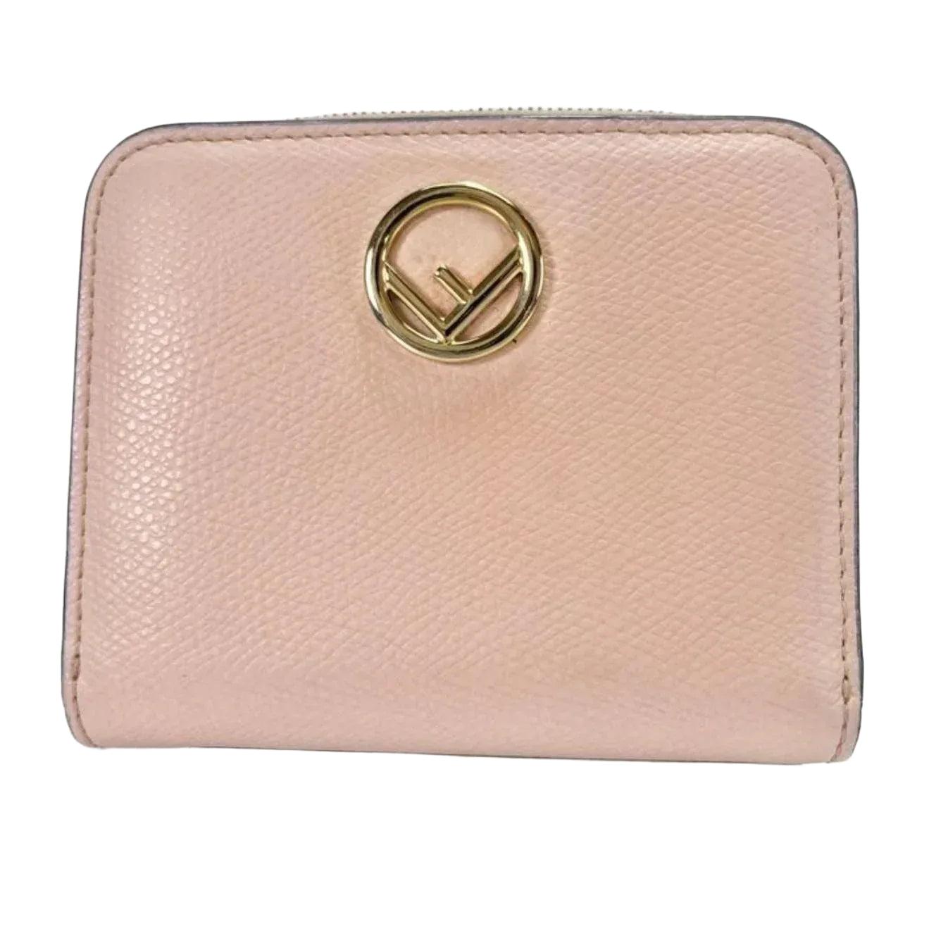 Fendi Logo Bifold Leather Wallet in Pink Poured Blush - VeeLuxeCollectives